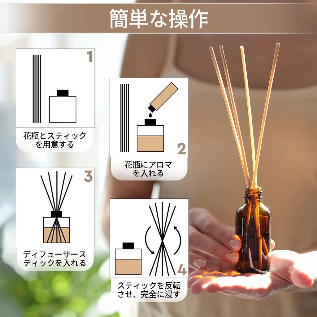 Diffuser Sticks Aroma Sticks 50 Sticks Diameter 3mm Length 23cm Fashionable for Fresh Air 50 Anti-Mold Long-lasting Bedroom/Living Room/Bathroom (Grey