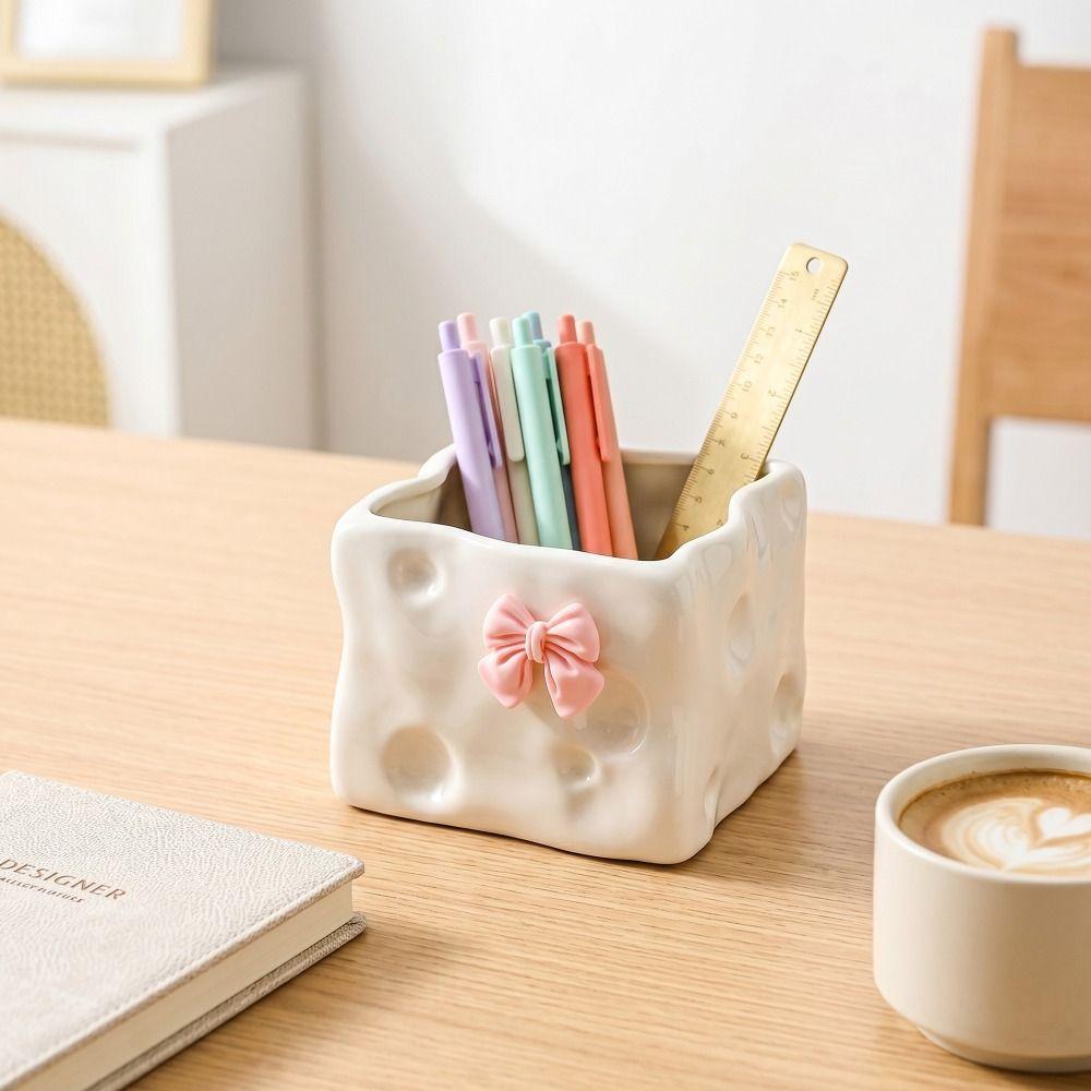 Container Bow Ceramic Storage Box Square Place Toothbrush Makeup Holder Rabbit Creative Toilet Storage Box Office
