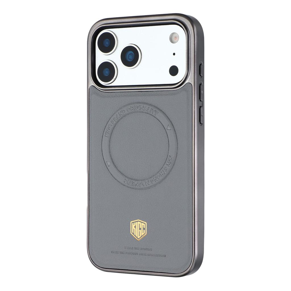 KIGC For iPhone 17 Pro Case Compatible with MagSafe PC + TPU + PU Electroplating Phone Cover