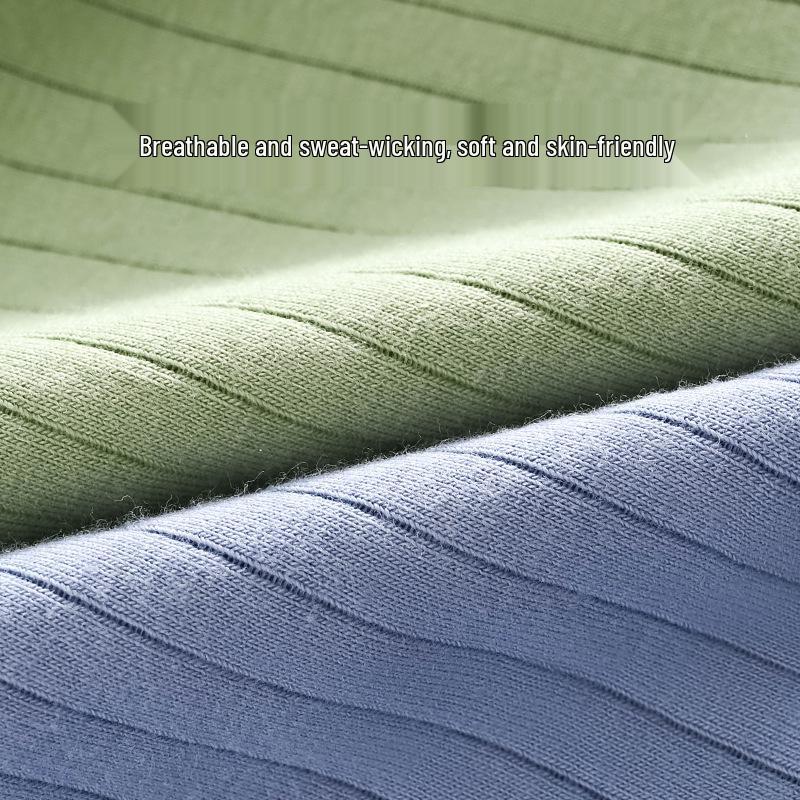 Men's Pure Cotton Breathable Striped Boxer Briefs - Mid-Waist, Loose, Flat Leg Shorts