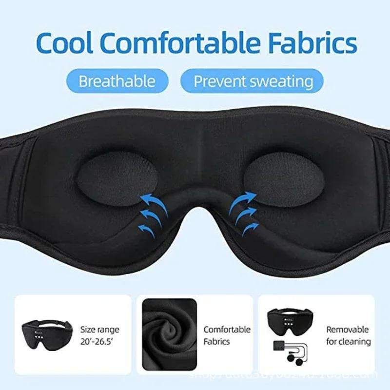 Durable And Safe 3D Eye Mask Bluetooth Music Play Sleeping Headphones With Built-In Hd Speaker Mask For Sleep Headphones Wireless Air Travel 5.0