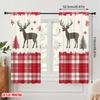 2pcs,2D Plane Printing Pattern Curtains Deer Winter Forest Plaid (3) Durable 100% Polyester Fabric (without Rod) Home Decor for