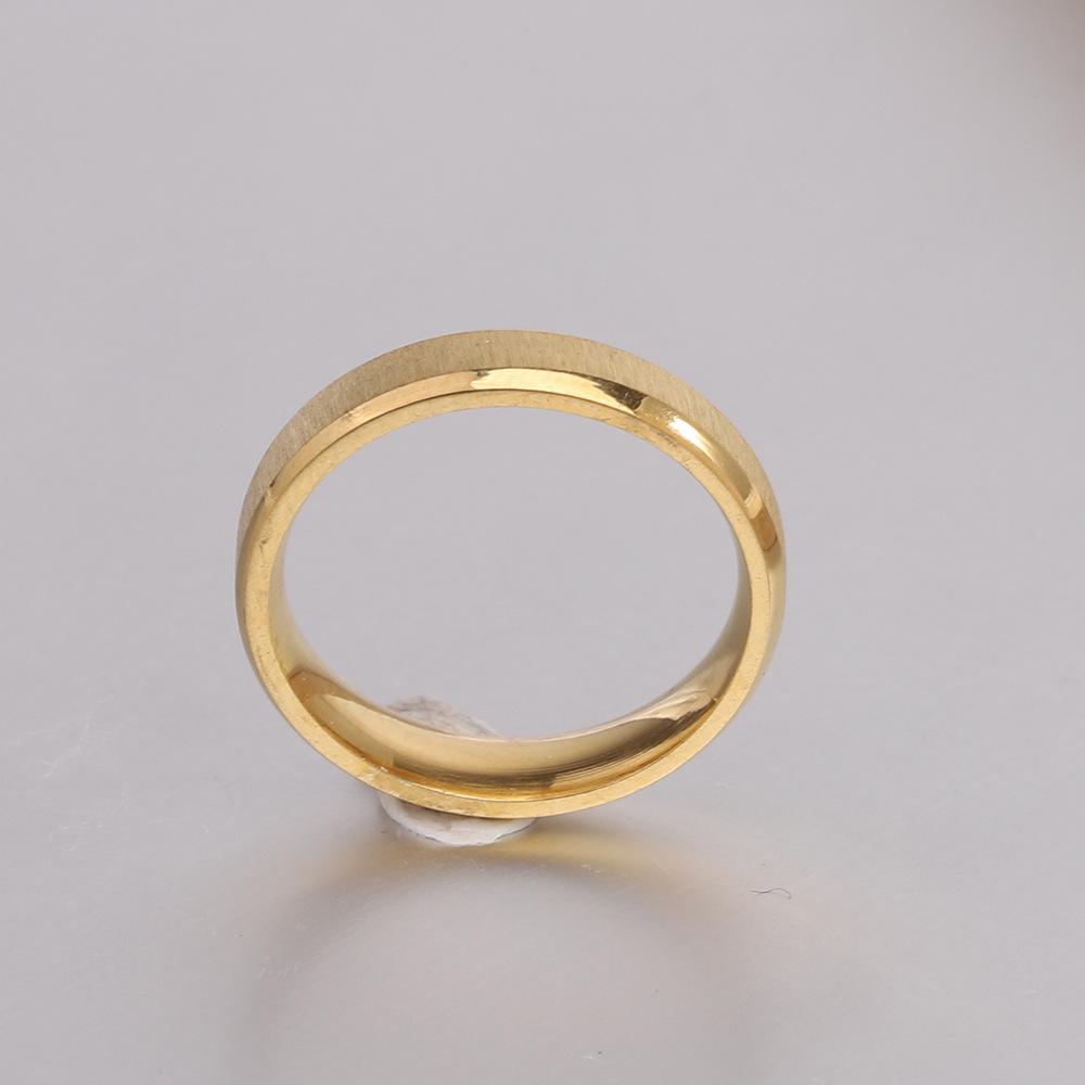 18K Gold 3MM Retro Frosted Stainless Steel Fashion Ring for Women