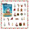 Decorative Sea Glass Charms Christmas Advent Calendar, 24-Day Acrylic 2D Ornament Set Gift for Kids with Santa Gingerbread Man, Tree Hanging