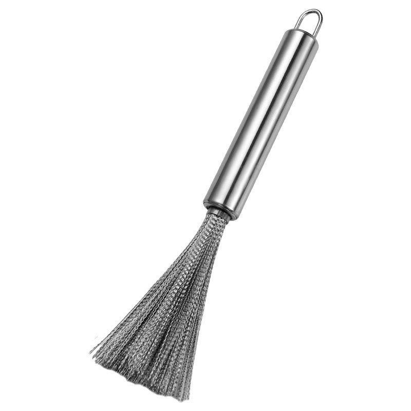 Stainless Steel Long Handle Pot Scrubber - Easy Clean Kitchen Brush for Oil and Dirt