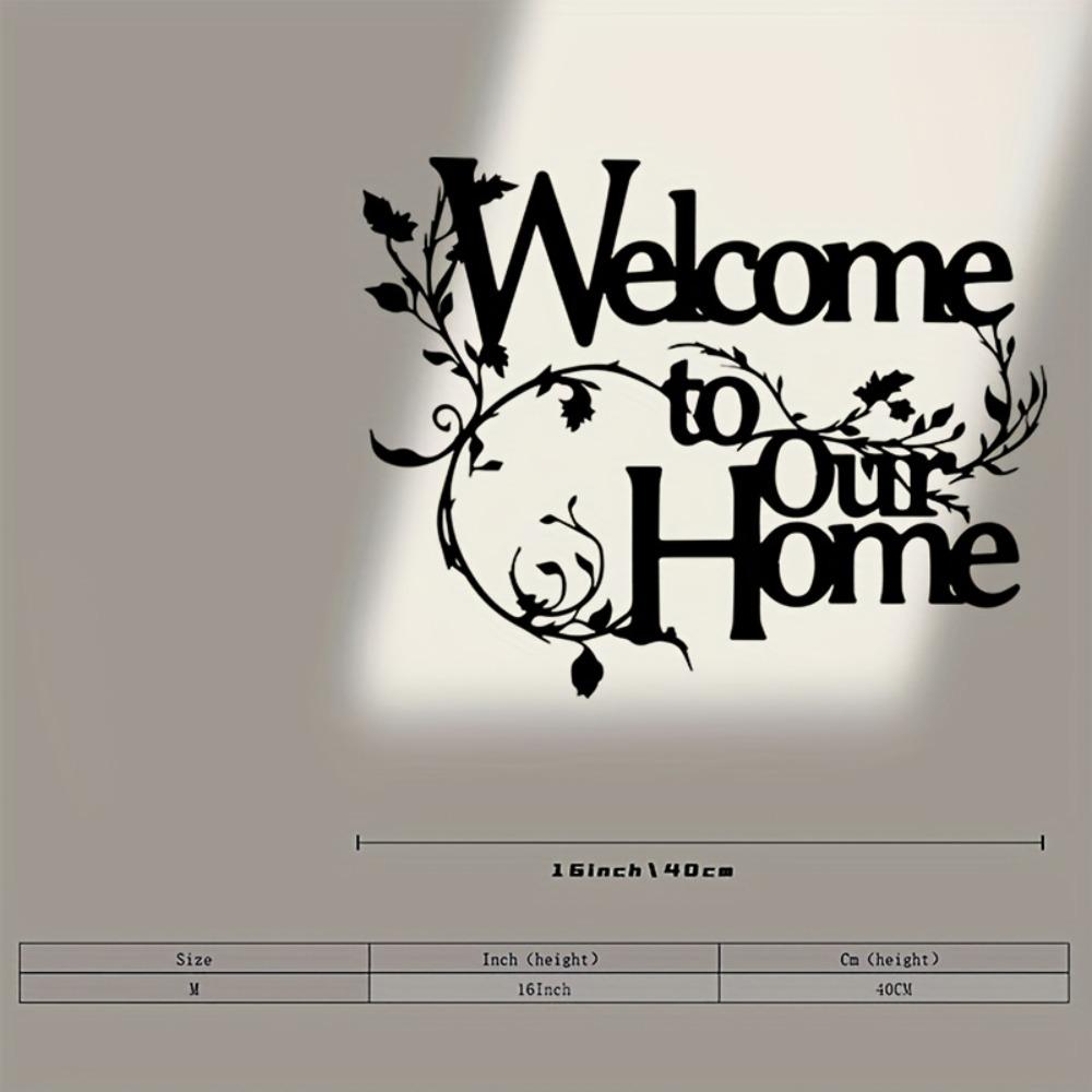 Wrought Iron Metal Wall Art Decor, Farmhouse Hanging Sign for Living Room Office, Welcoming Home Letter Design