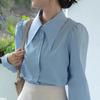 Large Peak Collar Women's Spring Design Niche Retro Shirt Commuting Formal Cotton Top