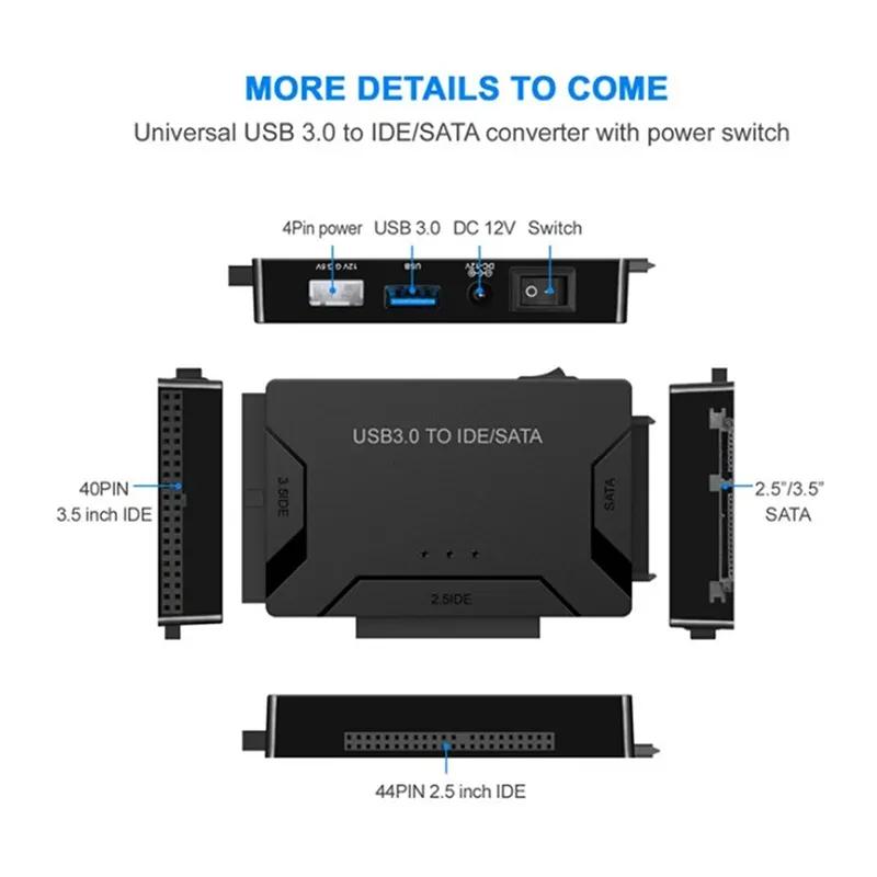 USB 3.0 To SATA IDE Hard Disk Adapter Converter Cable 3 In 1 IDE SATA Adapter for 3.5 2.5 Inch HDD/SSD CD DVD ROM
