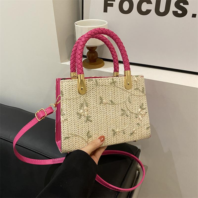 Straw Bag Women'S Seaside Woven Handbag Niche Messenger Bag Versatile Small Square Bag