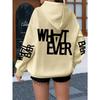 Street Style Casual English Slogan Printed Hoodie, Minimalist Black And White Bold Letter Breathable Everyday Versatile Loose Hooded Top