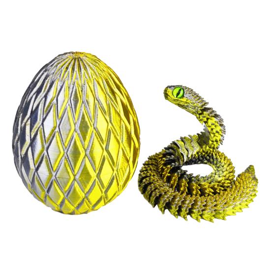 Ovo de Cobra com Cobra Impressa em 3D Dentro Juntas Móveis Estatueta de Cobra Cobra Articulada Brinquedo Fidget de Mesa Decoração Ornamento