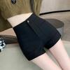 2024 New Women's High-Waisted Black Slimming Elastic Shorts - Autumn/Winter Petite Fit