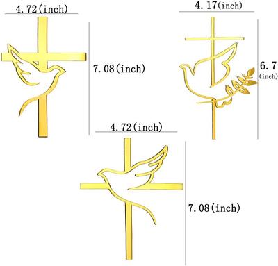 3Pcs Dove Cross Cake Toppers First Communion Cake Decorations Baptism Baby Shower Cupcake Toppers Birthday Cake Decorating