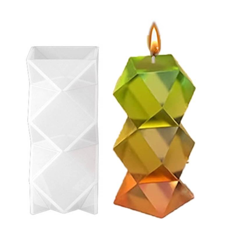 DIY Casting Mold Geometric Candle Molds, Silicone Crafts Mold Pendant 3D Geometric Candle Mold Candle Decorations Tools