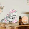1pc Heart-Shaped Acrylic Decorative Plaque - 'Best Nana Ever' with Floral Design, Perfect Grandma Birthday or Mother'S Day Gift, Tabletop Display