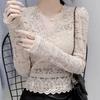 Women's Slim Fit French Collar Lace Shirt - Long Sleeve, Hollow Out, Sexy Spring Top