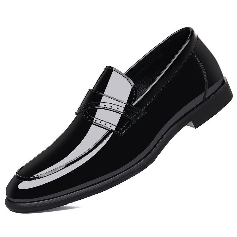 Herren Business Schuhe neue Leder Slipper Herrenschuhe Britische Ein-Pedal eckige Spitze Lackleder glänzend Hochzeitsschuhe lässige Lederschuhe