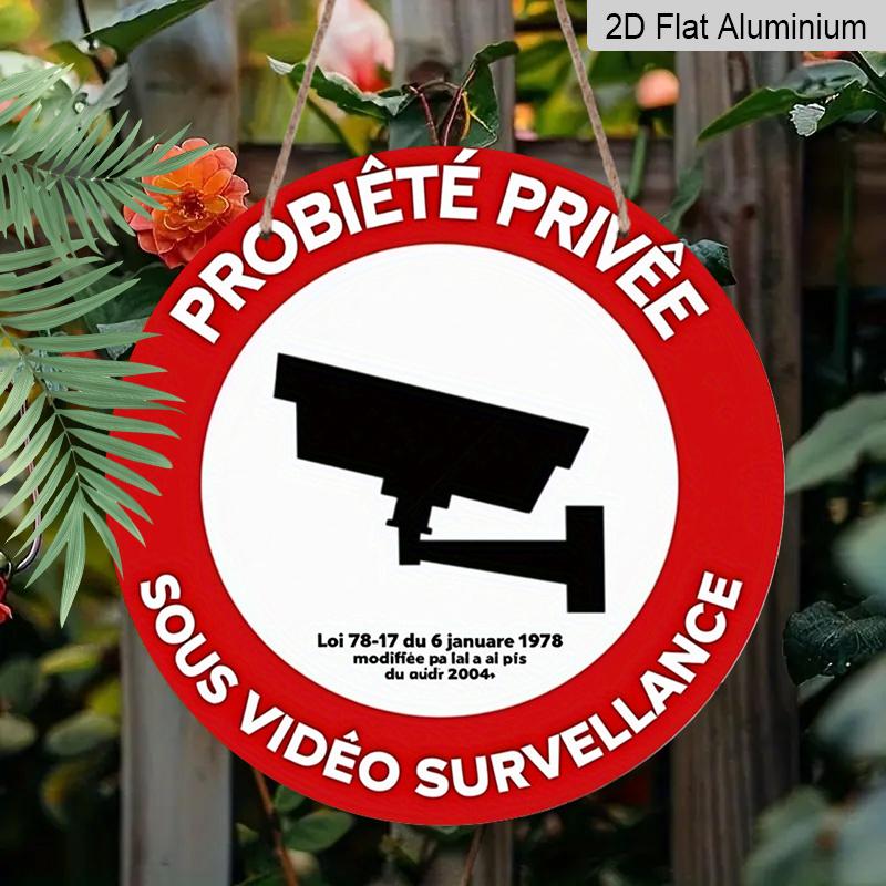 2D Flat 1pc, 8x8 in, No Video Surveillance Sign - Red & White Round Aluminum Metal Plaque with CCTV Camera Icon, Durable Wall Decor for Home, Office
