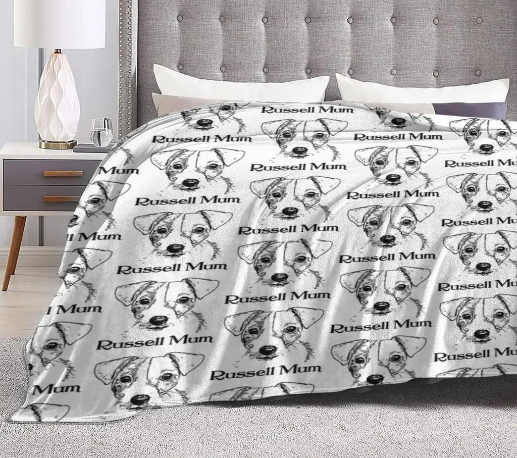 Jack Russell Dog Warm Soft Blanket Kawaii Animal Travel Office Throw Blanket Autumn Design Flannel Bedspread Sofa Bed Cover