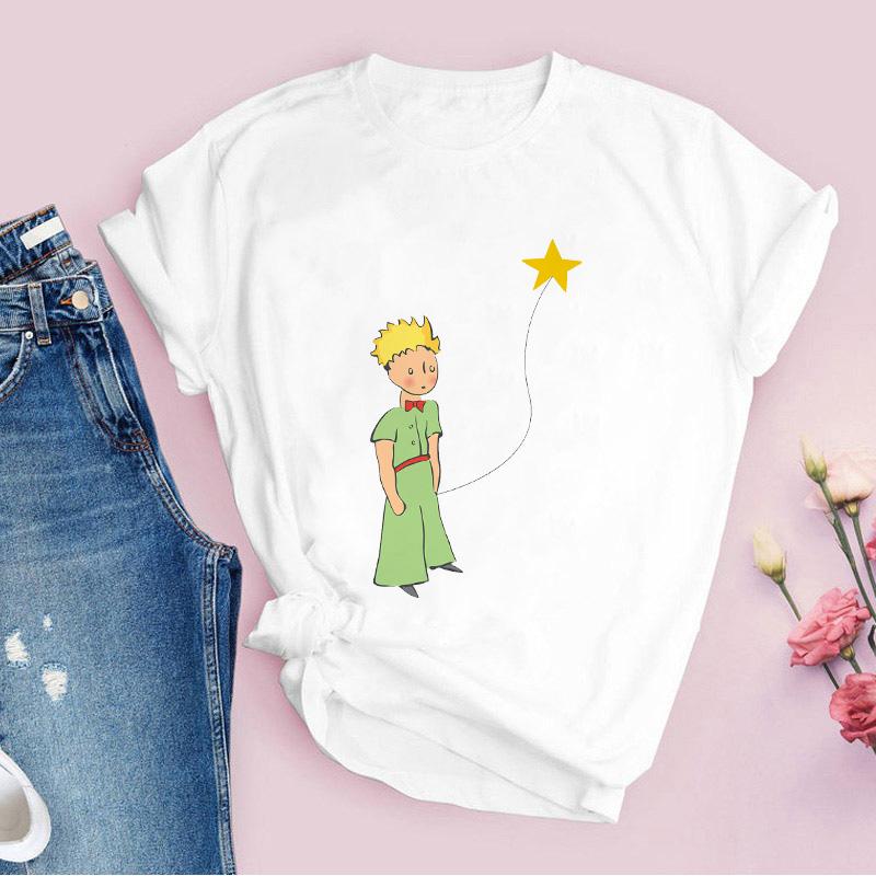2024 New Arrival Little Prince Printed T Shirt Round Neck Short Sleeve Tshirt Female Harajuku Ladies Tshirts Casual Tee