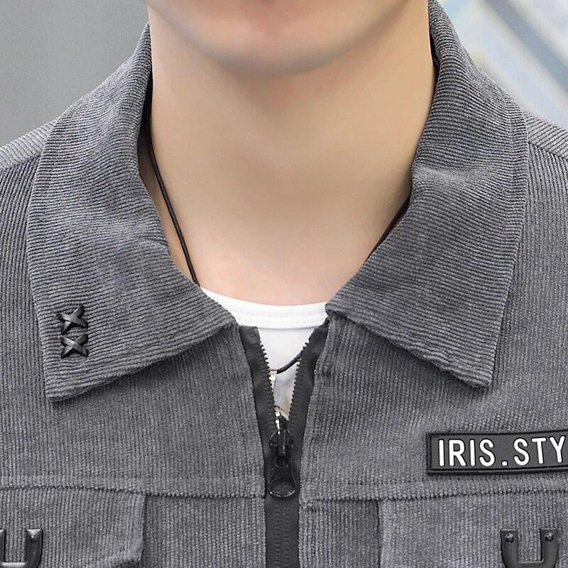 Men Autumn  Casual Track Suit Corduroy Sets Two Piece Long Trousers and Jakcet Clothing Men  Pockets Suits