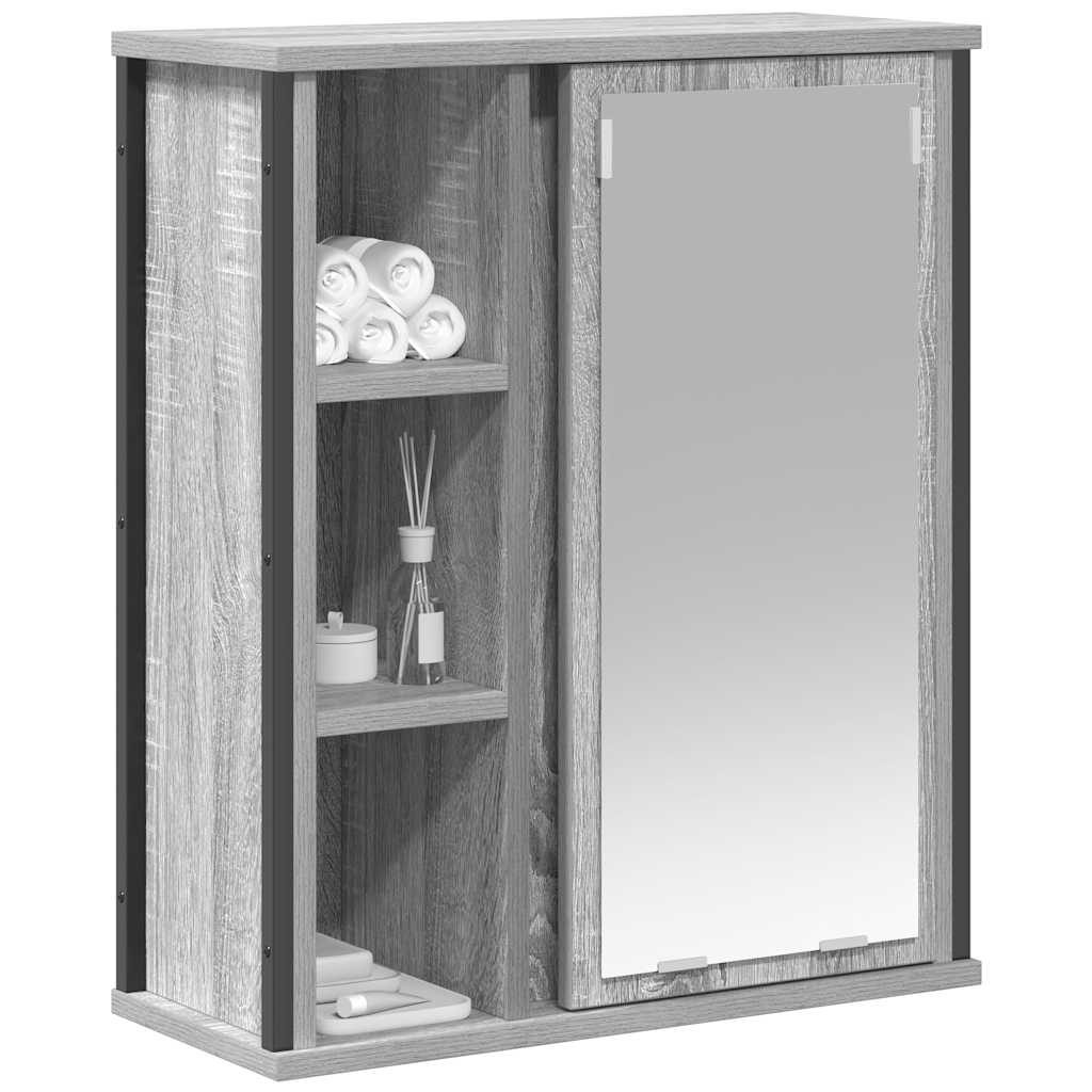 Wall Mounted Bathroom Cabinet with Mirror Grey Sonoma 50 x 21 x 60 cm