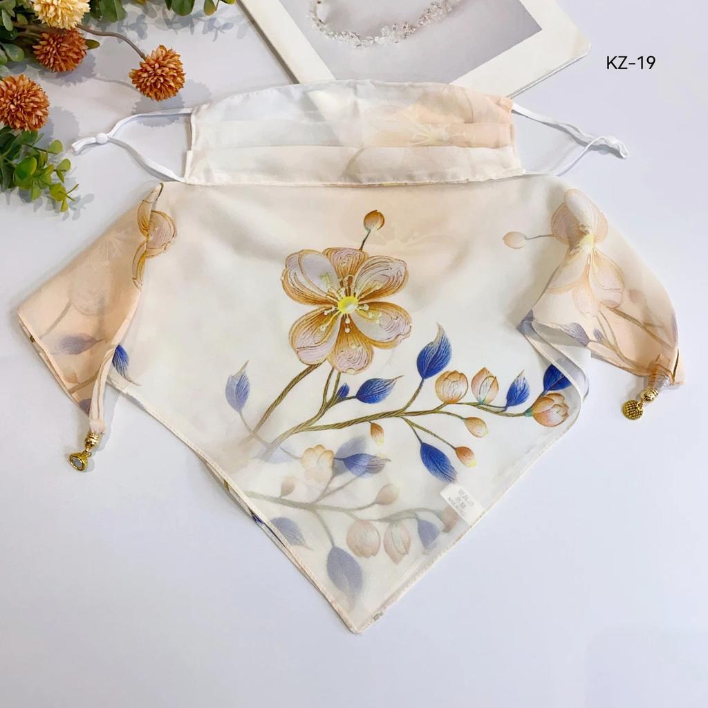 Potato buttercup yarn ice feeling breathable thin mask neck protection silk scarf cover the whole face mulberry spring summer sun protection shade spo
