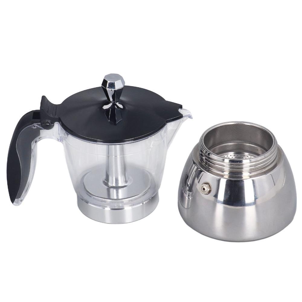 Clear ABS Top Stovetop Coffee Maker Crystal Glass Lid 6 Cup Moka Pot Household Brewing