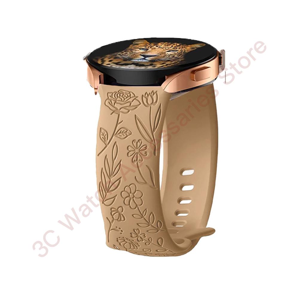 18mm 20mm 22mm Rose engrave Band for Samsung Galaxy Watch 654 40mm 44mm Gear S3 Silicone Cute Strap Classic 43mm 45mm Active 2