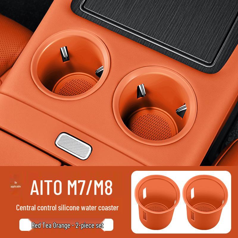 Silicone Holder for AITO M7/M8 Center Console Cup: Mat & Limiter Sleeve for 26 Models
