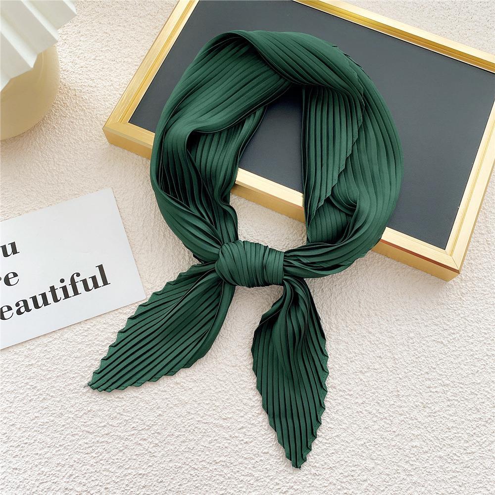 Luxury Silk Shawl Square Scarfs For Women Fashion Pleated Scarf Muslim Hijab Wraps Female Neckerchief Lady Crinkled Hair Scarf