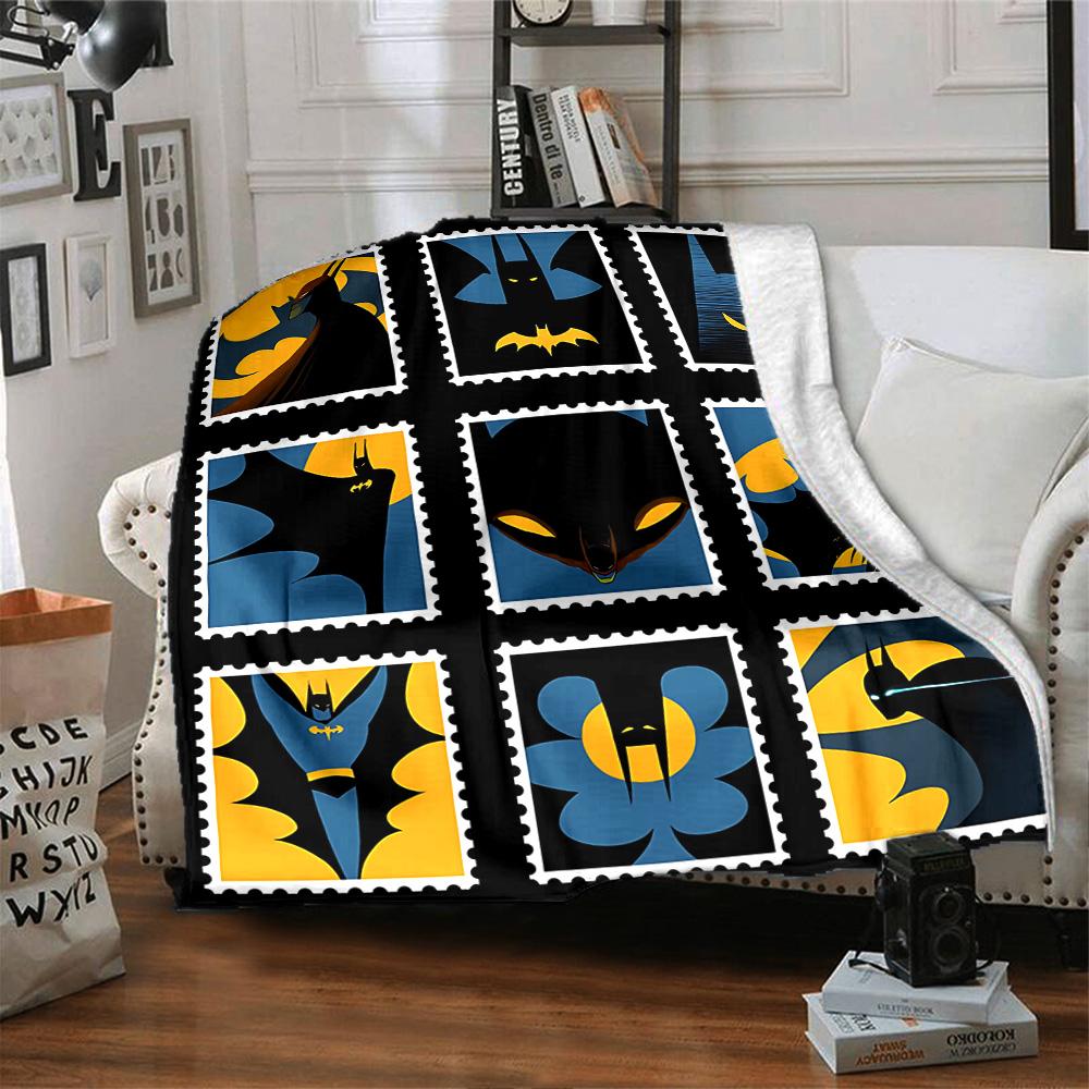 Batman Stamp Collection Flannel Blanket Super Soft Warm Cozy Blanket For Sofa Bed Office Travel Allseason Home Decor Gift