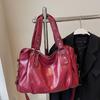 Zipper Closure Soft PU Shoulder Bag Large Capacity Tote Bag Chic Handbag  Travel
