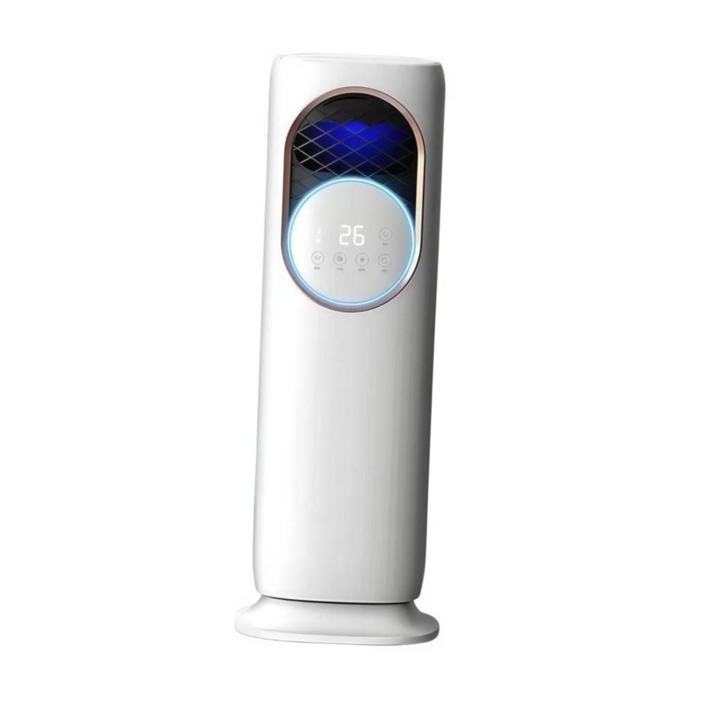 Mesh Grille Touch Buttons Freestanding Air Cooling Unit Fan Cylindrical Body