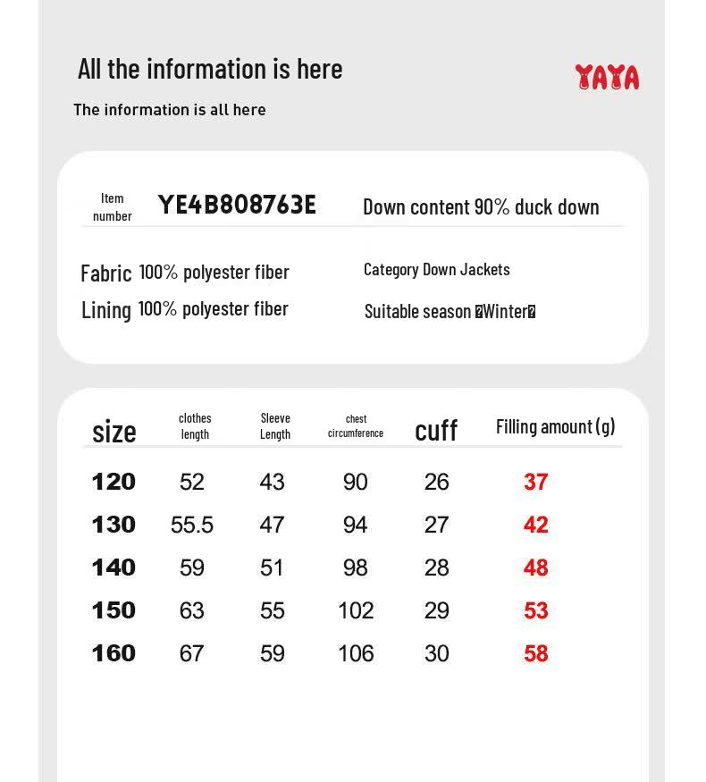 YAYA Children's 3-in-1 Thickened Down Jacket