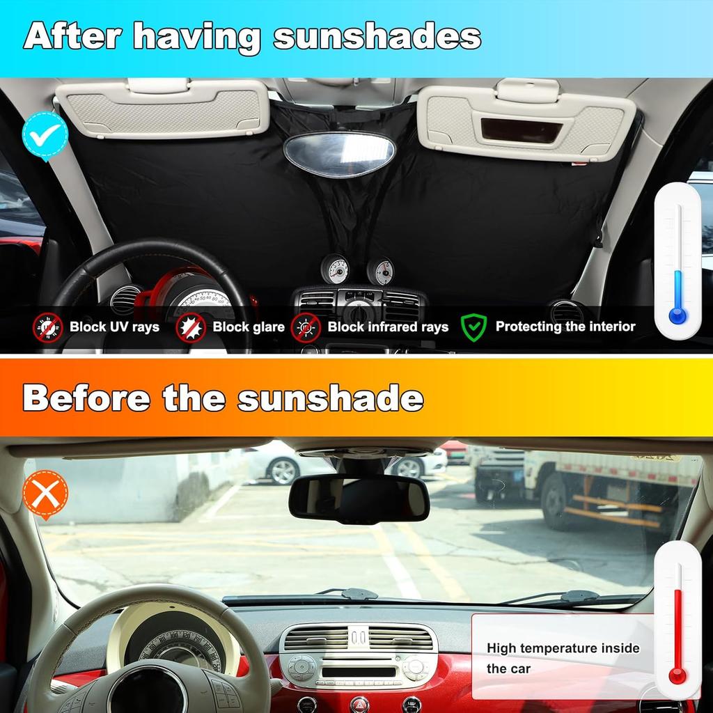 Windshield Sunshade for Benz Smart Fortwo Forfour 453 451 450 2016-2021 Front Window Sun Shade Foldable Reflective Sun Visor Custom Sunscreen UV