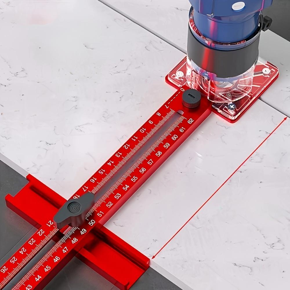 3-in-1 Trimming and Rounding Locating Ruler for Aluminum Alloy Woodworking and Rounding Machine, Round Hole Grooving Locator.