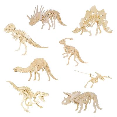 Felimoa Wooden 3D Dinosaur Puzzle Set - 8-Piece (Decorative Dinosaurs)