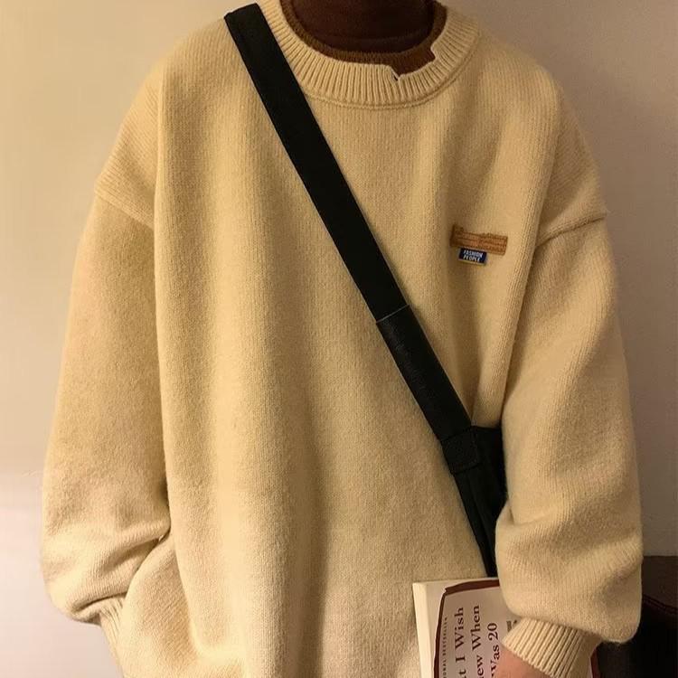 

Мужской модный свитер свободного кроя крупной вязки - Зимняя коллекция 2024 XXL абрикосовый