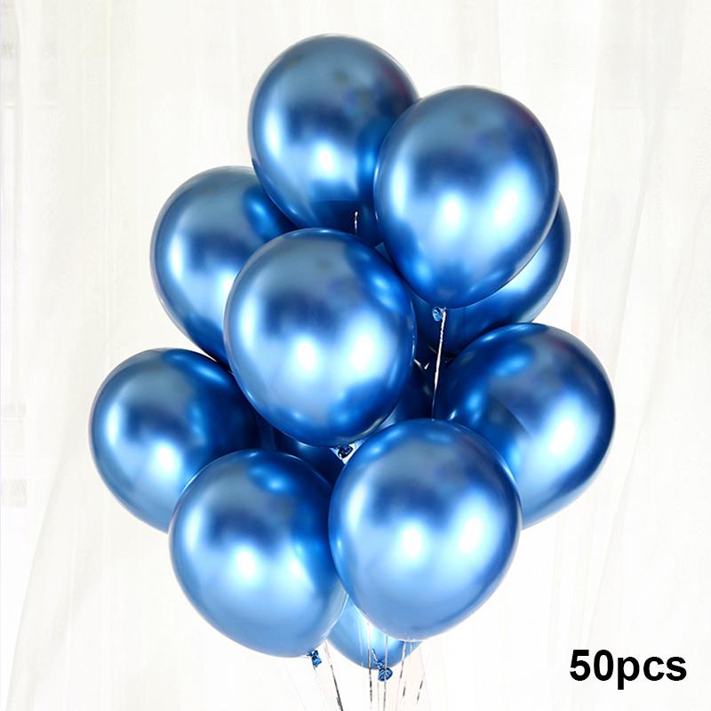 QAKGL 50 Pc Chrome Metal Color Party Decoration Balloons 12'' Latex Round Balloon Birthday Party Balloons Metallic