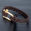Gold Color Stainless Steel Shackle Bracelet Simple Double Strand Nautical Rope Bracelets for Men Women Handmade Jewelry