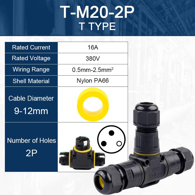 IP68 T Shape Outdoor Waterproof Connector 2/3Pin Wire Connectors Quick Push-in Terminals Connect  Electric Junction Box