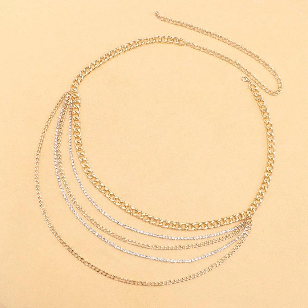 European and American Jewelry Hip-hop Trend Style Multi-layer Fringed Diamond Chain Waist Chain Retro Sexy Body Chain Female