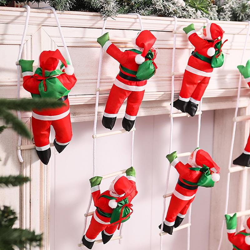 Christmas Pendant Decoration Ladder Santa Claus Climbing Rope Doll Single Multi-person Ladder Toy Gift