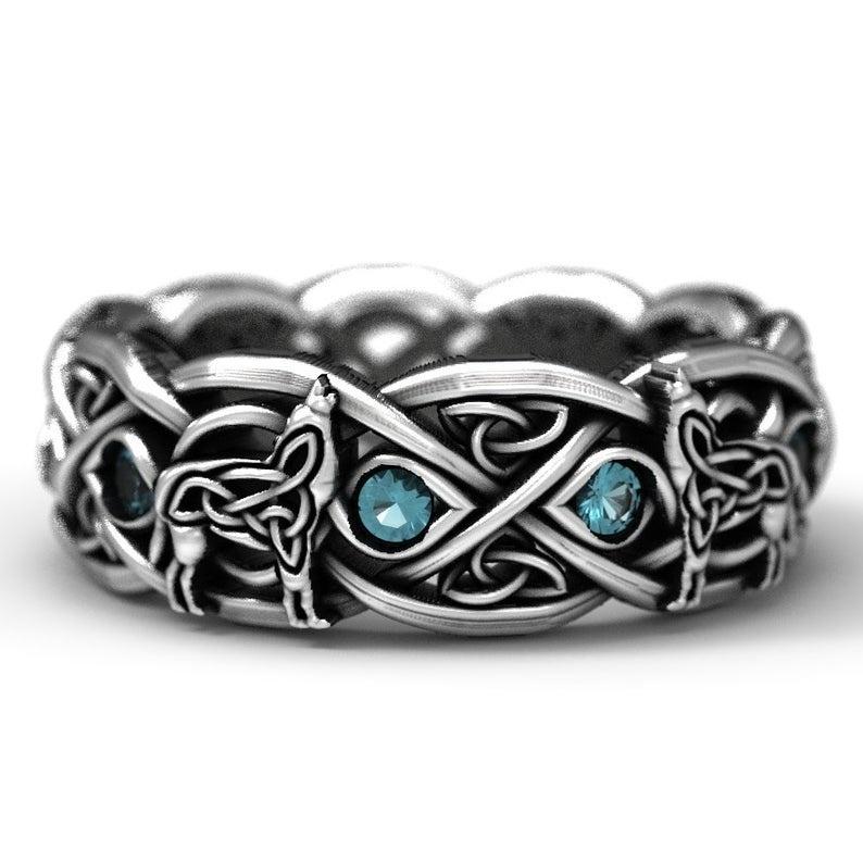 Amulet Ring Wolf Ring for Men Animal Wolf Jewelry for Men Boys Retro Wolf Totem Rings Wolf Signet Rings Norse Viking Wolf Head Ring