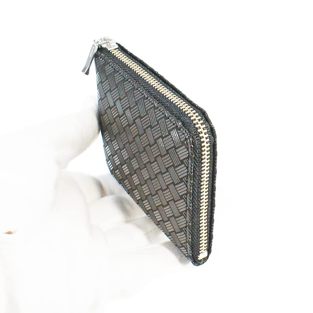 Indenya Inden Coin Purse F Coin Purse 08 Deerskin Black X Black Lacquer Ajiro Knitting Pattern 1008-01-158