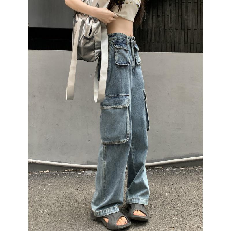 Dámské Retro Wide-Leg Workwear Jeans větší velikosti