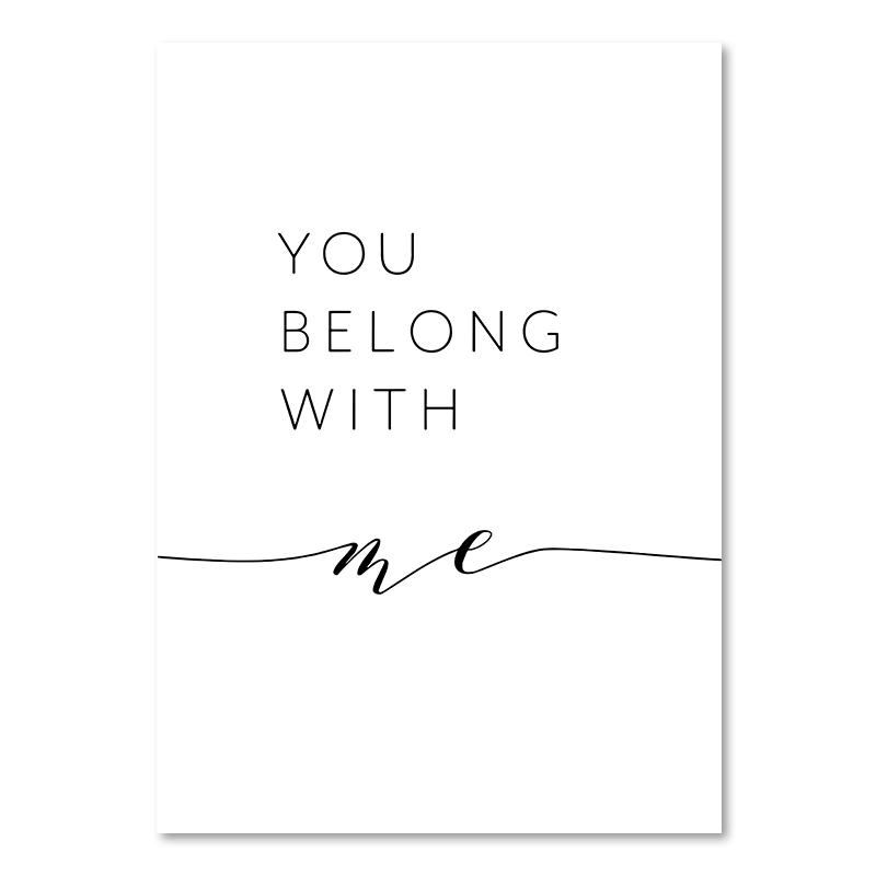 Schwarz-weißes Lebenszitat auf Leinwand, Gemälde im skandinavischen Stil, Liebesposter und Druck, nordische Wandbilder für Wohnzimmer, Heimdekoration