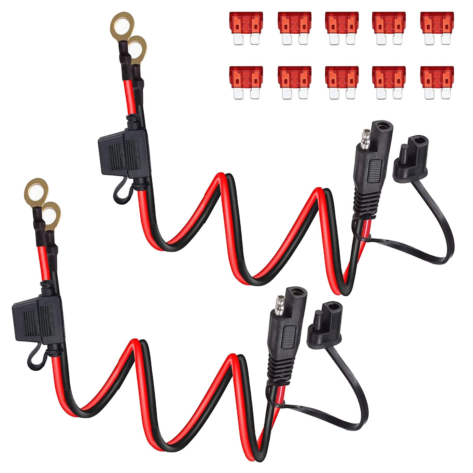 

GTIWUNG 2pcs 2ft SAE Connection Cable SAE DC Adapter Cord 16AWG SAE Harness Extension