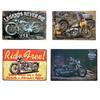 KitMall 4-teiliges Set Amerikanisches Retro-Blechschild Motorrad-Design Vintage-Schildplatte Garage